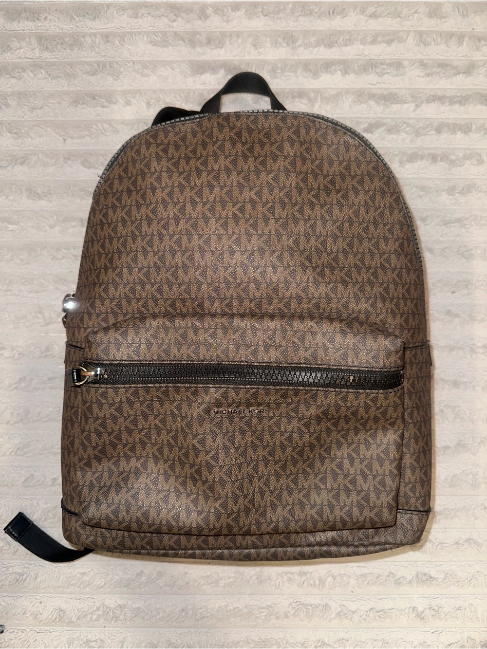 Michael Kors Brown MK Logo Backpack with Black Trim
